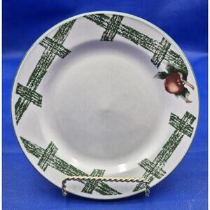 Cades Cove Collection by Citation 5 Salad Dessert Plates White Green Fence Trim